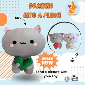 Personalized plush handmade like your character/hero | Buy custom plushie from drawing FluffySouls, a unique birthday gift |  toy from image