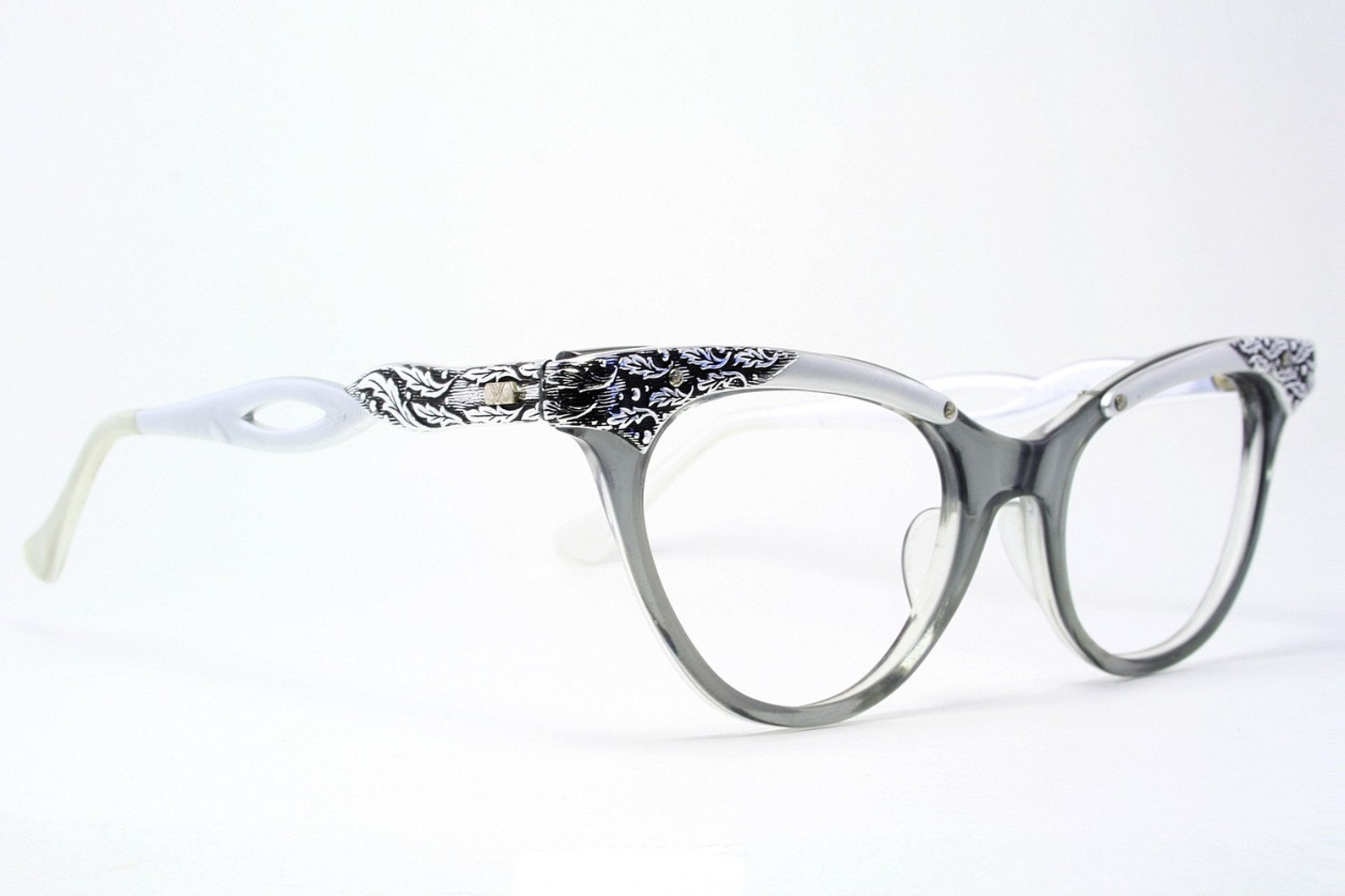 Silver Leaves Horn Rimmed Eye Glasses by Victory Etsy