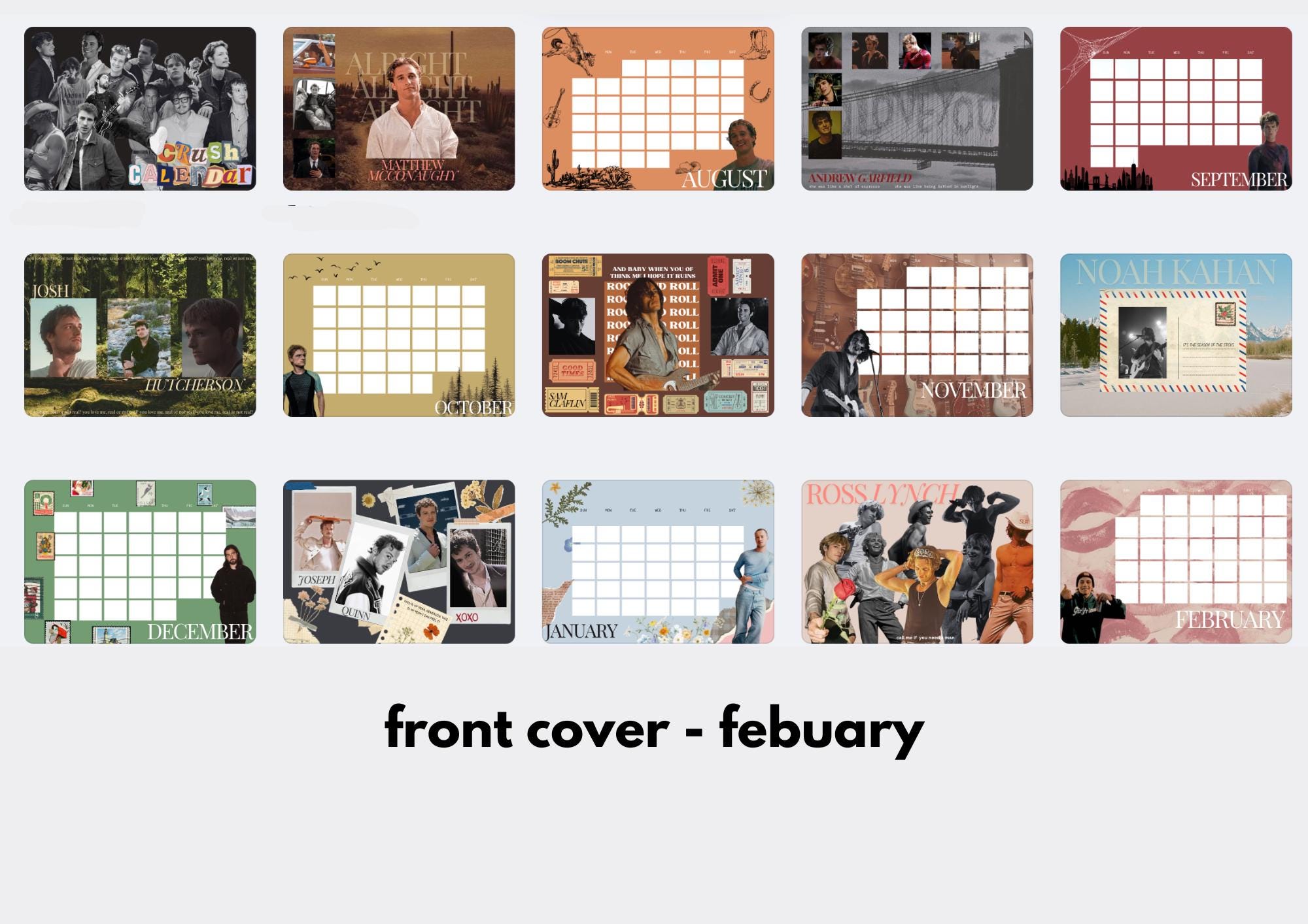 CRUSH CALENDAR ~ Fun Printable New Years' Calendar Digital Download ...