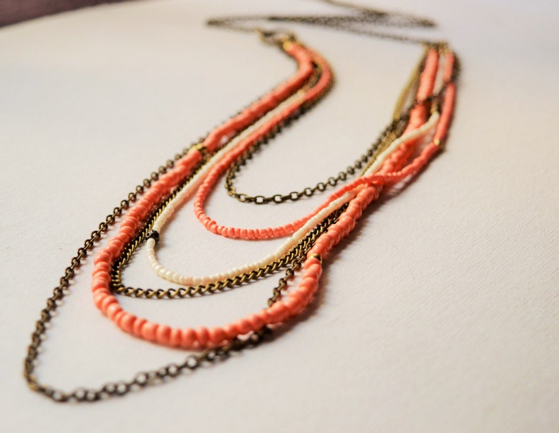 Bohemian style layered long multiple chain necklace Ivory Etsy