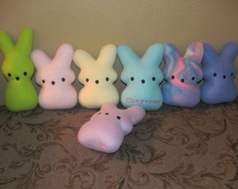 Personalized Plush Marshmellow Bunny (Peeps) - Easter Bunny - Plush Peeps Bunny- Easter Basket - Stuffed Bunny - Personalized Bunny