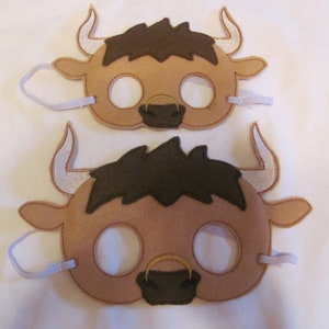 Bull Felt Party Mask - 2 Sizes - Bull Photo Prop - Bull Party Favor - Bull Halloween Mask - Bull Party - Farm Animal Party