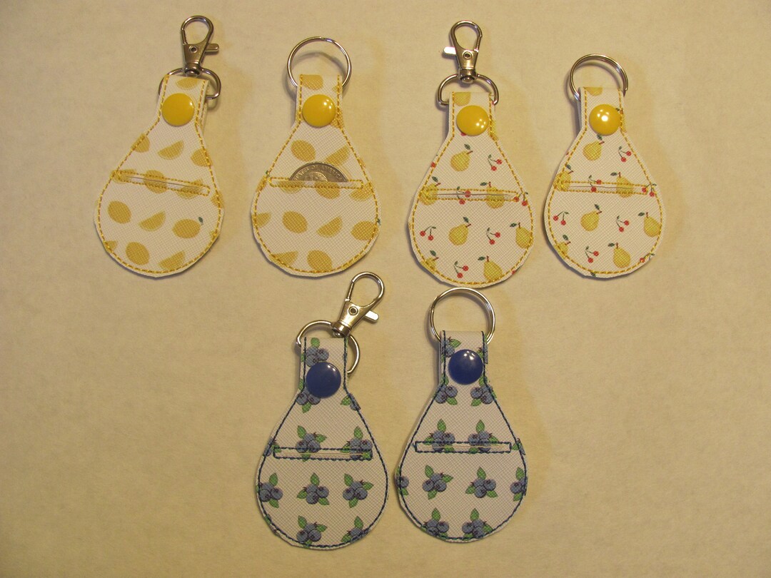 Quarter Keeper Key Chain, Oval Quarter Holder Keychain, Banana Quarter Holder, Grape Coin Holder