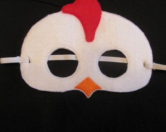 Chick Party Mask - White Chick Photo Prop - Chicken Party Favor - Chicken Felt Mask-  Chick Birthday Party - Farm Party Favor