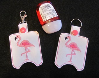 Flamingo Hand Sanitizer Holder -  Pink Flamingo Hand Sanitizer Case - Flamingo Clip On Sanitizer Holder - Flamingo Keychain Holder