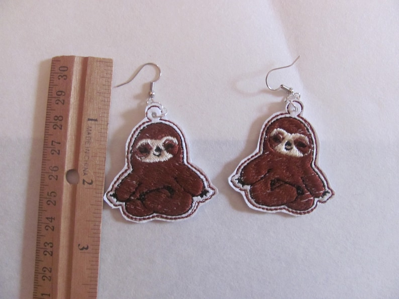 TKS MITLAN Cute Sloth Leather Earrings For Women - Double-Sided Dangle, Teardrop & Leaf Shape, Lightweight, No Gemstone