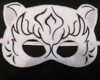 WhiteTiger Felt Party Mask - White Tiger Photo Prop - White Tiger Party Favor - White Tiger Birthday Party - Jungle  Animal Party