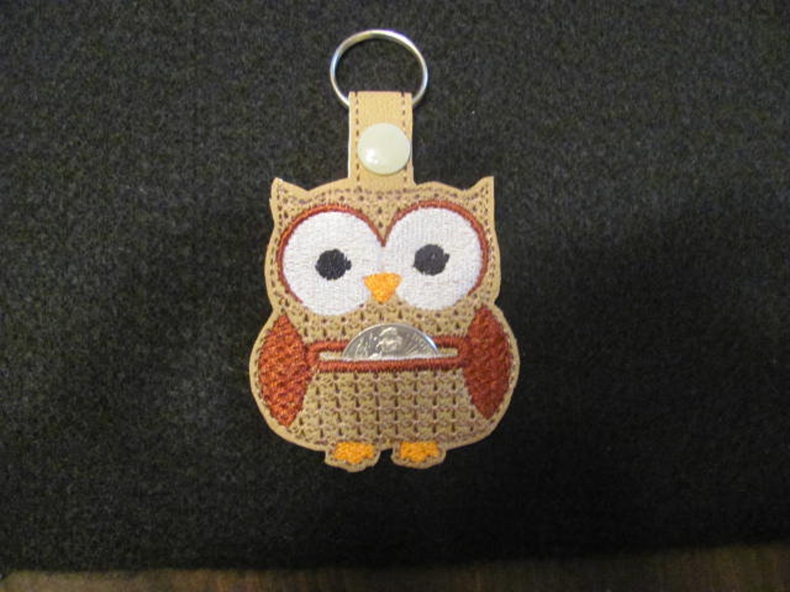 Quarter Key Chain Owl Keychain Quarter Holder Embroidered Etsy