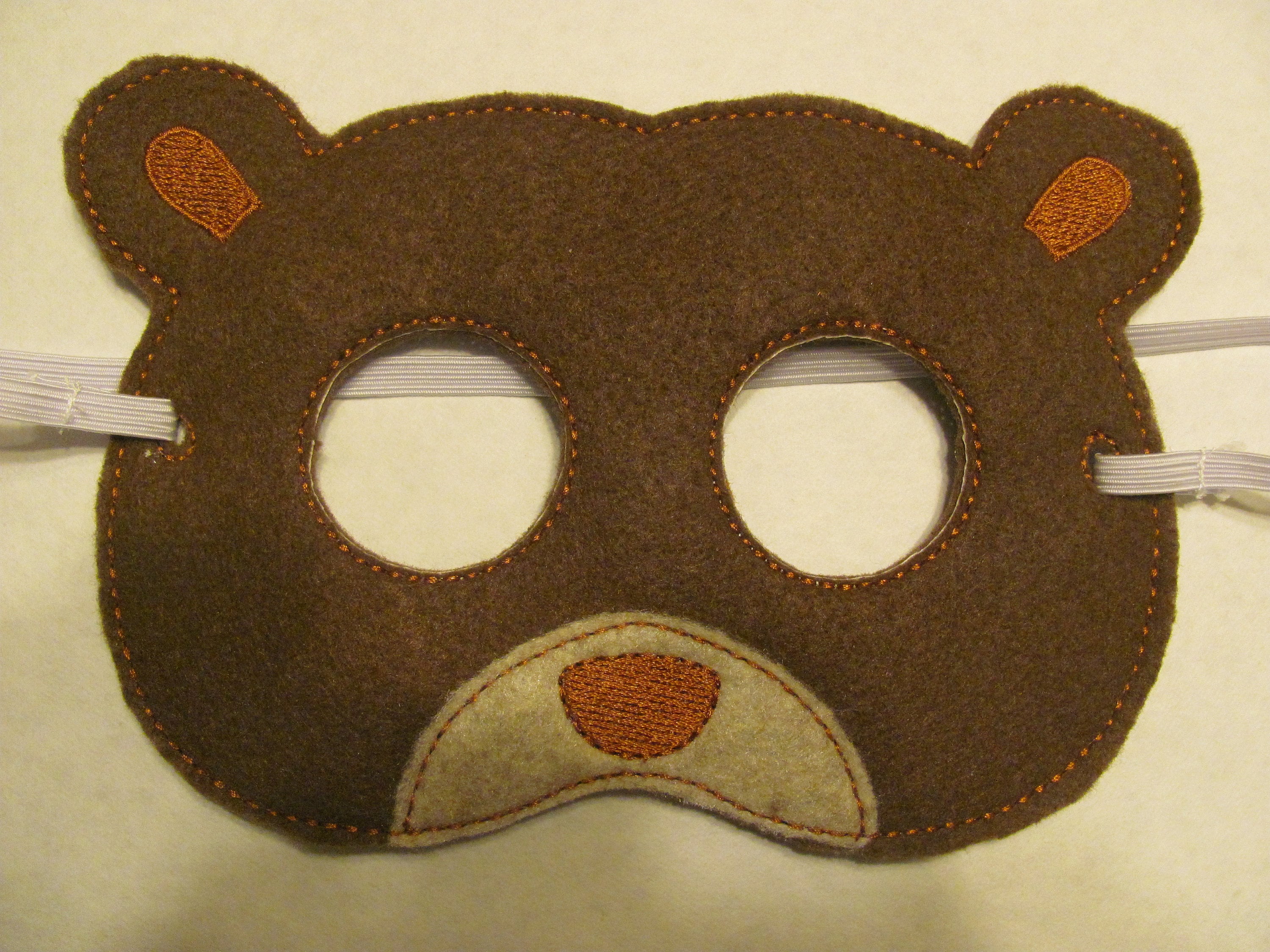 Brown Bear  Felt Party Mask -  Brown Bear Photo Prop - 2 Sizes - Brown Bear Party Favor - Brown Bear Birthday Party - Forest Animal Party