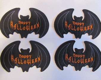 Halloween Coaster Set - Black Bat Coaster Set - Bat Coaster Set - Halloween Mug Rugs - Black Bat Mug Rugs - Halloween Mug Rugs - Set of 4
