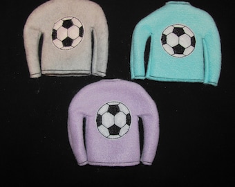 Elf Sweater - Elf Shirt - Soccer Ball Elf Sweater - Doll Sweater - Christmas Elf Sweater - Elf Clothes - Elf Accessories - Soccer Elf