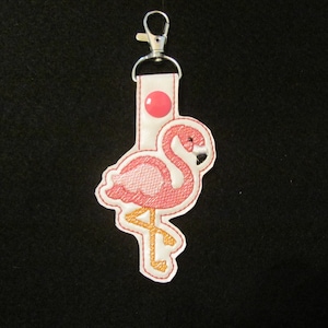 Quarter Keeper key chain, Flamingo keychain,  quarter holder, Flamingo embroidered key fob, Aldi quarter keeper Flamingo Quarter Keeper