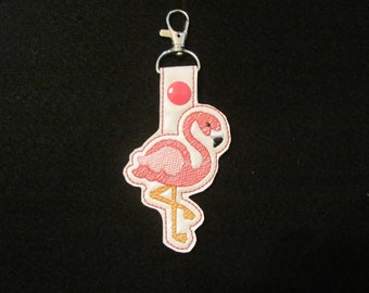 Quarter Keeper key chain, Flamingo keychain,  quarter holder, Flamingo embroidered key fob, Aldi quarter keeper Flamingo Quarter Keeper