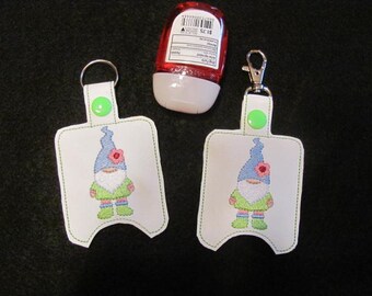 Gnome Hand Sanitizer Holder - Spring Gnome Hand Sanitizer Holder - Gnome Clip On Sanitizer Holder - Gnome Keychain - Gnome Holder