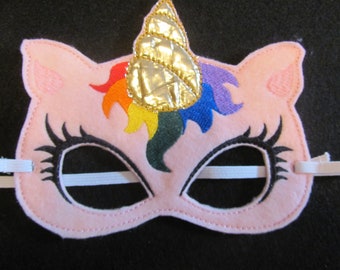 Pink Unicorn Mask - Pink Rainbow Unicorn Party Masks- Unicorn Photo Prop - Felt Mask -  Pretend Play - Dress Up Mask - Unicorn Gift