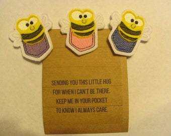 Bee Pocket Hug With Card - Bumble Bee Pocket Hug - Honey Bee Hug Card - Bee Gift - Thinking Of You - Valentine - Christmas