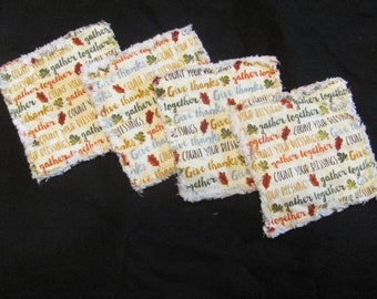 Thanksgiving Coaster Set -  4 Coasters - Farmhouse Coasters -  Thanksgiving Coaster Set -Thanksgiving Coaster Set -  Give ThanksMug Rugs