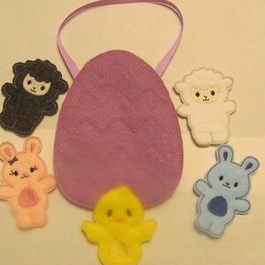 Easter Friends Finger Puppet Set - Purple Easter Finger Puppet Set -  Quiet Time Set - Easter Take Along Set - Easter Basket Gift