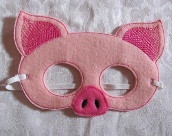 Pig Felt Party Mask - Pig Photo Prop - Pig Party Favor - Pig for Halloween - Pig Birthday Party - Farm Animal Party - Year of the Pig