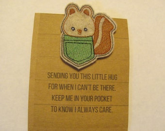 Squirrel Pocket Hug With Card - Squirrel Pocket Hug - Squirrel Hug Card - Squirrel Gift - Thinking Of You - Mother's Day - Easter