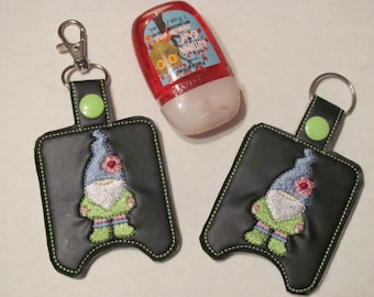 Black Gnome Hand Sanitizer Holder - Spring Gnome Hand Sanitizer Holder -Black Gnome Sanitizer Case - Gnome Keychain - Gnome Holder