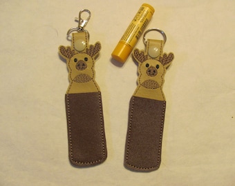 Pudgy Moose Lip Balm Holder - Moose Lip Balm Case - Pudgy Moose Key Fob - Moose Key Chain - Moose Bag Tag - Pudgy Moose Gift