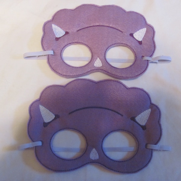 Triceratops in Purple Party Masks- 2 Sizes - Dinosaur Photo Prop - Felt Mask  Dress Up Mask - Triceratops Dinosaur Gift - Party Favor