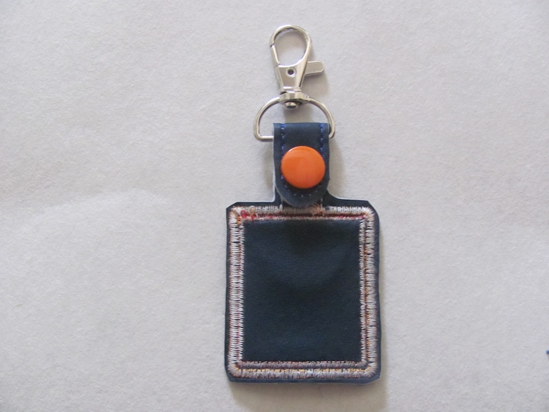 Quarter Keeper key chain, Square Quarter Holder keychain, Square Aldi quarter holder, embroidered key fob, Aldi quarter keeper, image 3