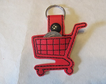Grocery Cart Quarter key chain - Grocery Cart Keyring - Quarter Holder - Red Grocery Cart Keyfob - Quarter Keeper - Shopping Cart keyring
