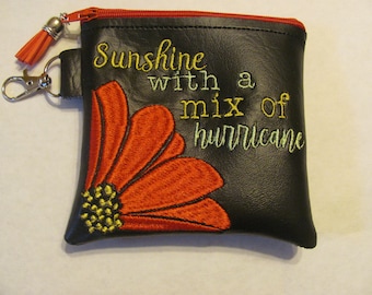 Sunshine and Hurricane Zipper Bag - Sunshine and Hurricane Organizer Bag - Sunshine Zipper Pouch - Sunshine and Hurricane Coin Purse