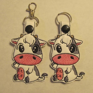 Cow Key Chain - Cow Quarter Holder Keychain -  Cow quarter holder - embroidered key fob - Aldi quarter keeper - Cow Keyring - Cow Keyfob