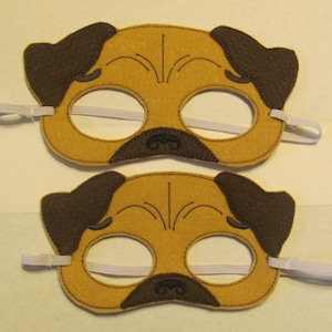 Pug Mask- Pug Puppy Photo Prop - Dog Mask - Pug Party Favor - Pug Puppy Party - Dog Party - Pug Easter Basket Stuffer