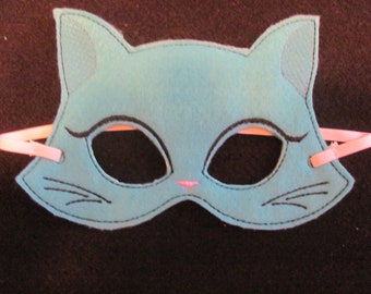 Teal Kitty Cat Party Masks- Kitty Cat Photo Prop - Teal Cat Felt Mask - Teal Cat Halloween Mask - Pretend Play - Kitty Party Favor