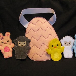 Easter Friends Finger Puppet Set - Pink Easter Finger Puppet Set -  Quiet Time Set - Easter Take Along Set - Easter Basket Gift