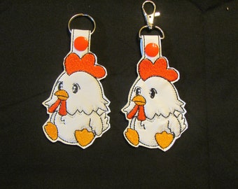 Chicken Key Chain - Chicken Quarter Holder Keychain -  Chicken embroidered key fob - Aldi quarter keeper - Chicken Keyring - Chicken Keyfob