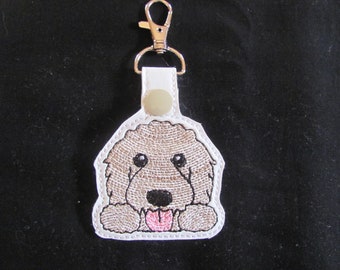 Goldendoodle Key Chain - Goldendoodle Keyring- Goldendoodle Keyfob - Dog embroidered key fob