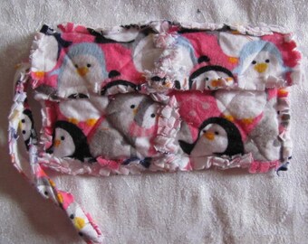 Penguins in Pink inspired Clutch bag Cell Phone Case Penguins inspired Wristlet Gift for Girls Gift For Her