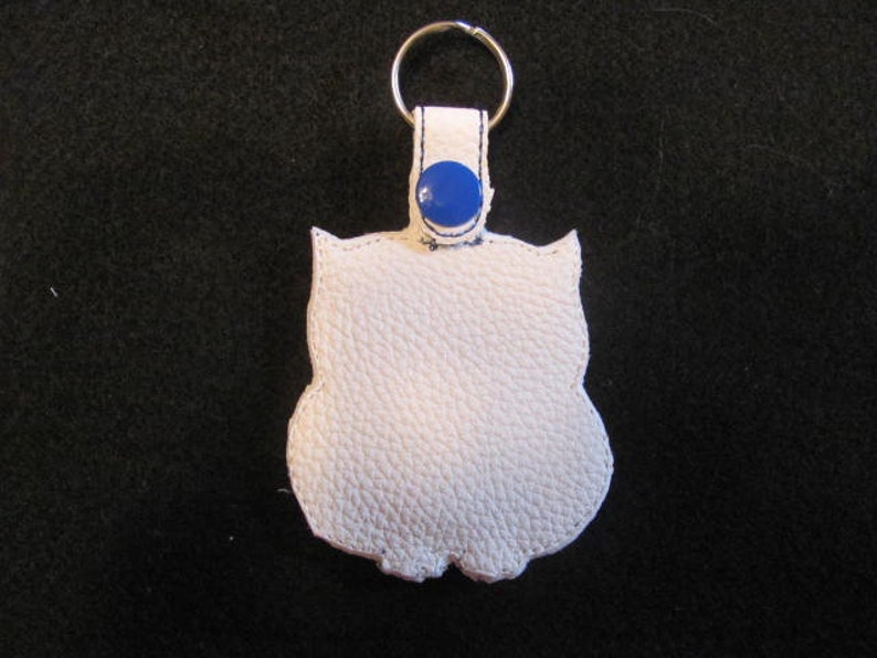 Quarter key chain,Blue Owl keychain, quarter holder, embroidered key fob, Aldi quarter keeper Blue Owl keychain, image 2