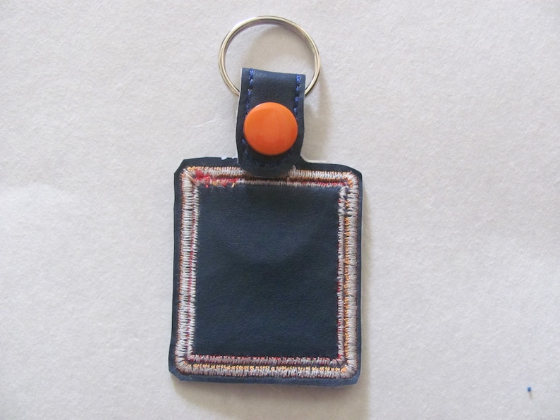 Quarter Keeper key chain, Square Quarter Holder keychain, Square Aldi quarter holder, embroidered key fob, Aldi quarter keeper, image 5