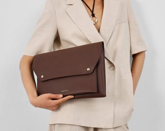 Laptop Sleeve 13 Inch, Vegan Leather Laptop Bag, MacBook Case, Tablet Sleeve, Minimal Laptop Cover, Work Bag, Gift for Her