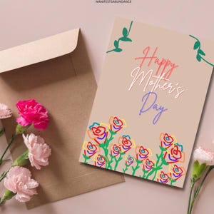 Tarjeta encantadora para el Día de la Madre hecha a mano: diseño imprimible para un regalo emotivo, regalo para mamá, tarjeta de felicitación para el Día de la Madre, tarjeta de regalo para la abuela