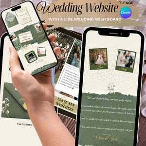 Dusty Olive and Warm Ivory Floral Wedding Website Template | Micro, Courthouse, Elopement (Digital Download)