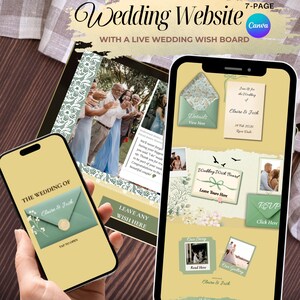 Butter Yellow and Sage Green Floral Wedding Website Template | Micro, Courthouse, Elopement (Digital Download)