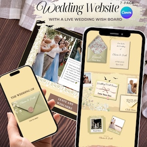 Cream Beige Floral Wedding Website Template | Micro, Courthouse, Elopement (Digital Download)