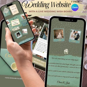 Olive and Sage Green Wedding Website Template | Micro, Courthouse, Elopement, Evening Wedding (Digital Download)