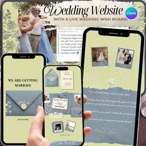 Dusty Blue and Sage Green Wedding Website Template | Micro, Courthouse, Elopement, Evening Wedding