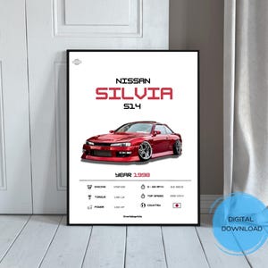 Samsung S14 Plakat,Jdm Plakat,Auto Kerl Geschenk,digitale Kunst,Autokunst,Nußbaum Kunst,Garagen Wandkunst,Auto Liebhaber Geschenk,Geschenk für Ihn