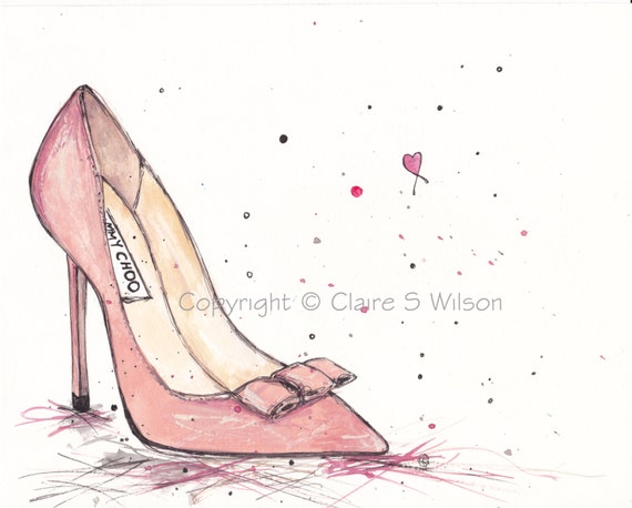 Items similar to The Pink Bow Jimmy Choo - Art Print 8x10 on Etsy