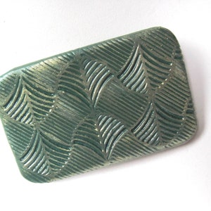 LARGE Metal slide top tin Moss green Zen leaves design Compact and sturdy storage Stash box Handmade unisex gift FREE velvet pouch image 5