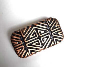 Mini Size Aztec Pill Box Black and Gold geometric pattern Metal slide top pill case Unique unisex gift Pocket pill case FREE  gift pouch